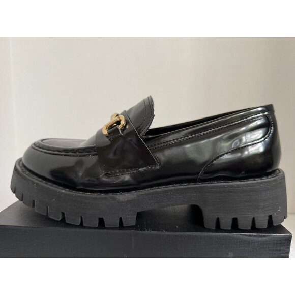 Steve Madden Women’s Black Lando Platform Loafers Size 8.5 Chunky Lug Preppy - Picture 7 of 16